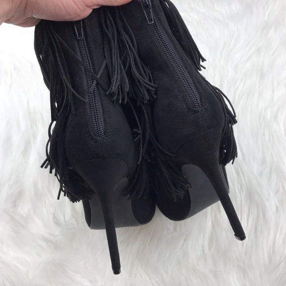 Nasty Gal Fringe Black bootie Size 7.5 - Picture 3 of 10